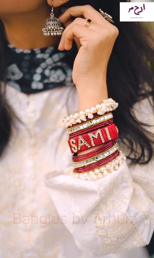 CUSTOMIZE NAME BANGLES SET.