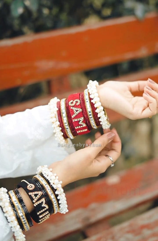 CUSTOMIZE NAME BANGLES SET.
