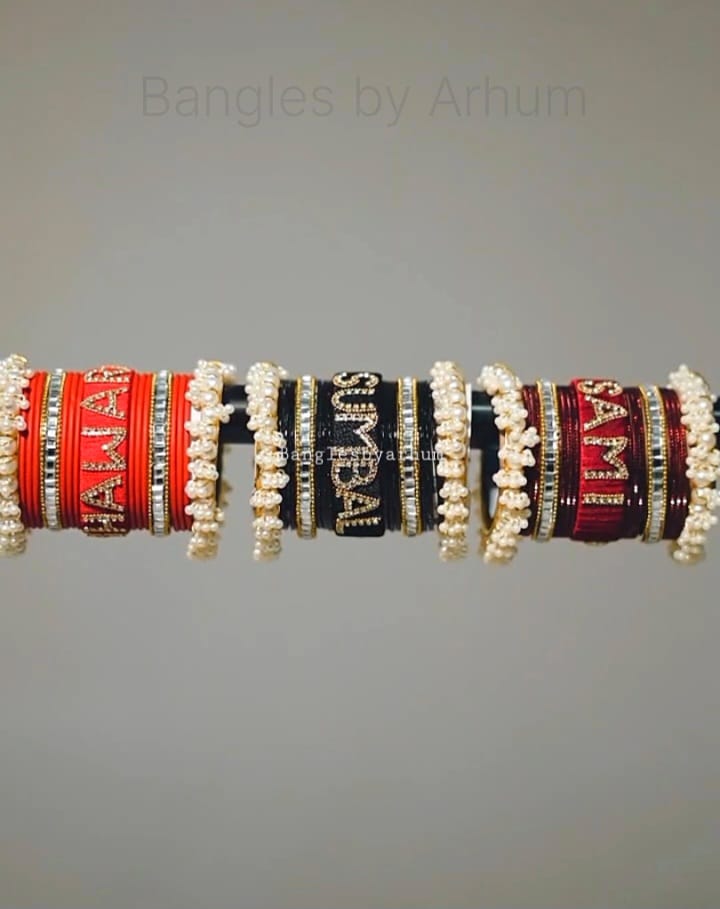CUSTOMIZE NAME BANGLES SET.
